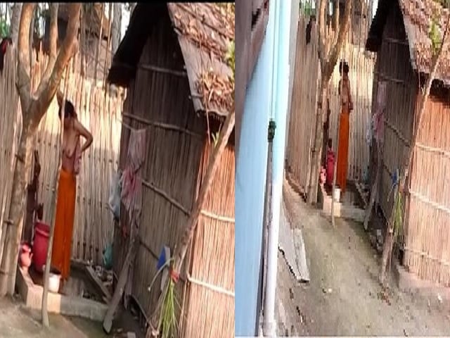 Village bhabhi outdoor nude bath caught by neighbor