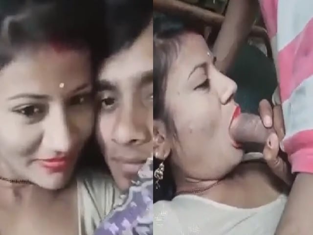 Newly married couple kissing and wife blowjob viral MMS
