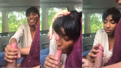 Girl enjoys outdoor sex by sucking a dick in a car