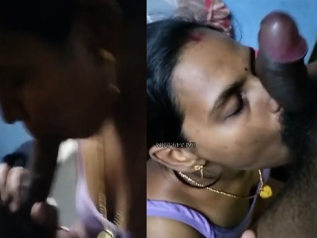 Tamil wife in bra sucks big cock of house owner for money