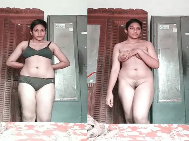 Tall mallu girl stripping and sitting nude in her bedroom